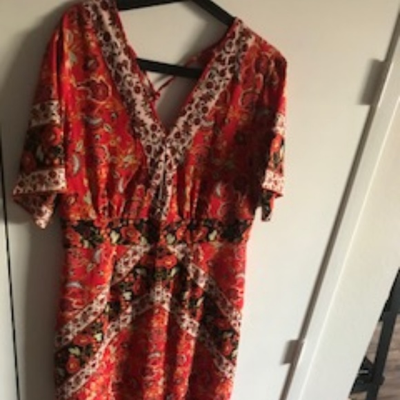 Floral Fire Colored Dress - Picture 1 of 12